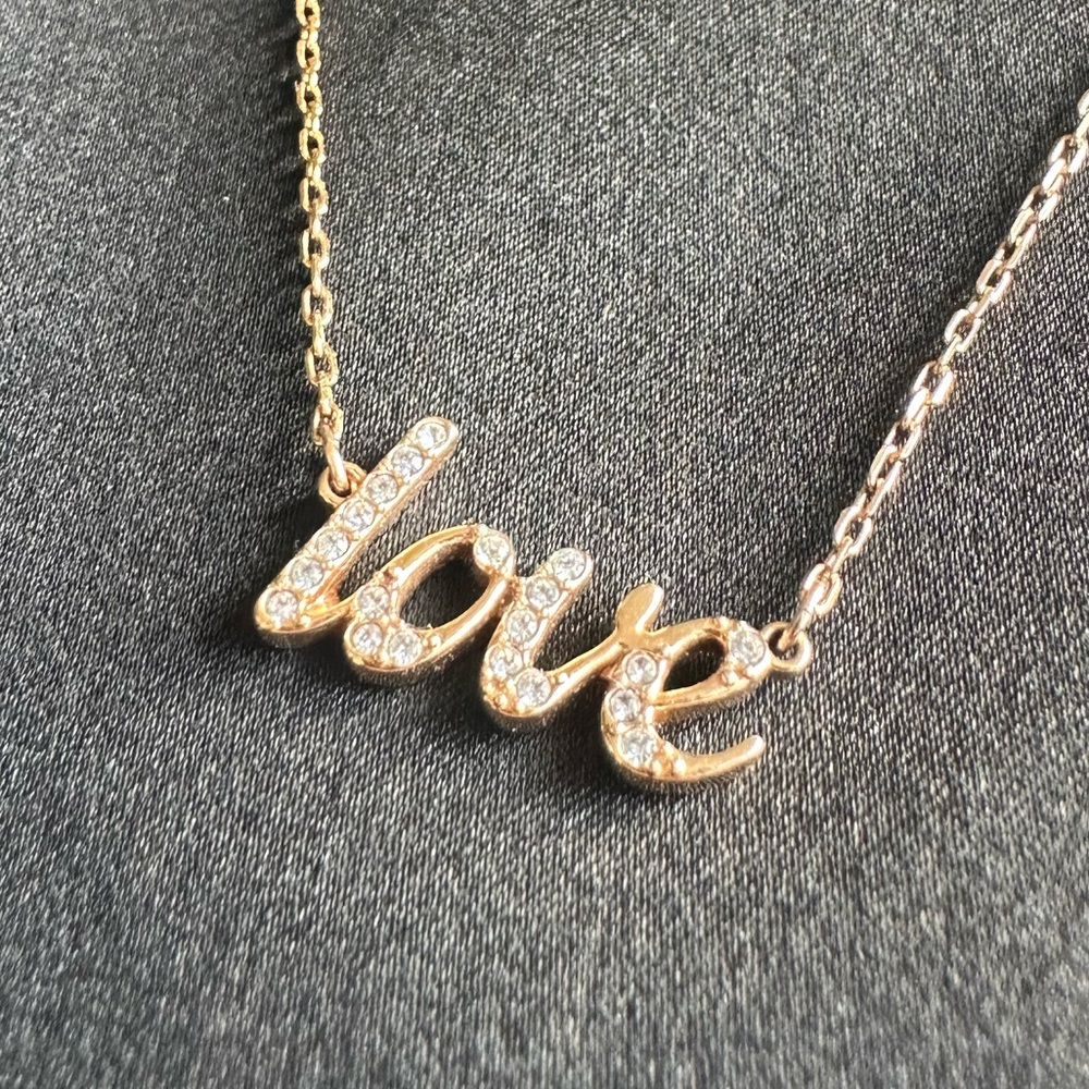 Swarovski Love plate necklace